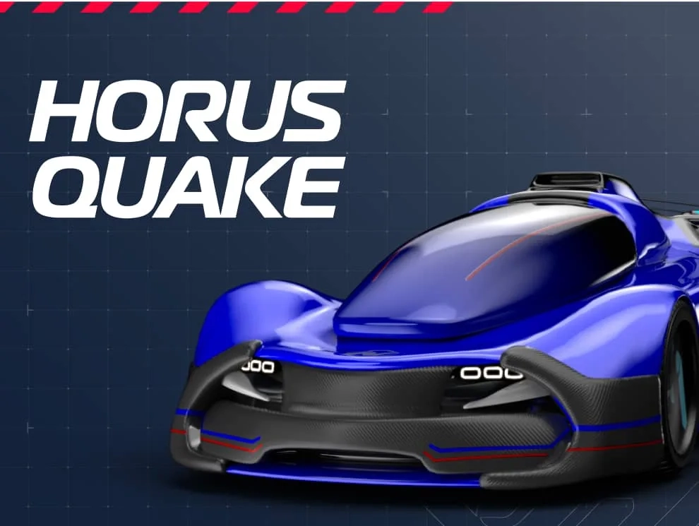 Horus Quake, a blue Nitro League race car design
