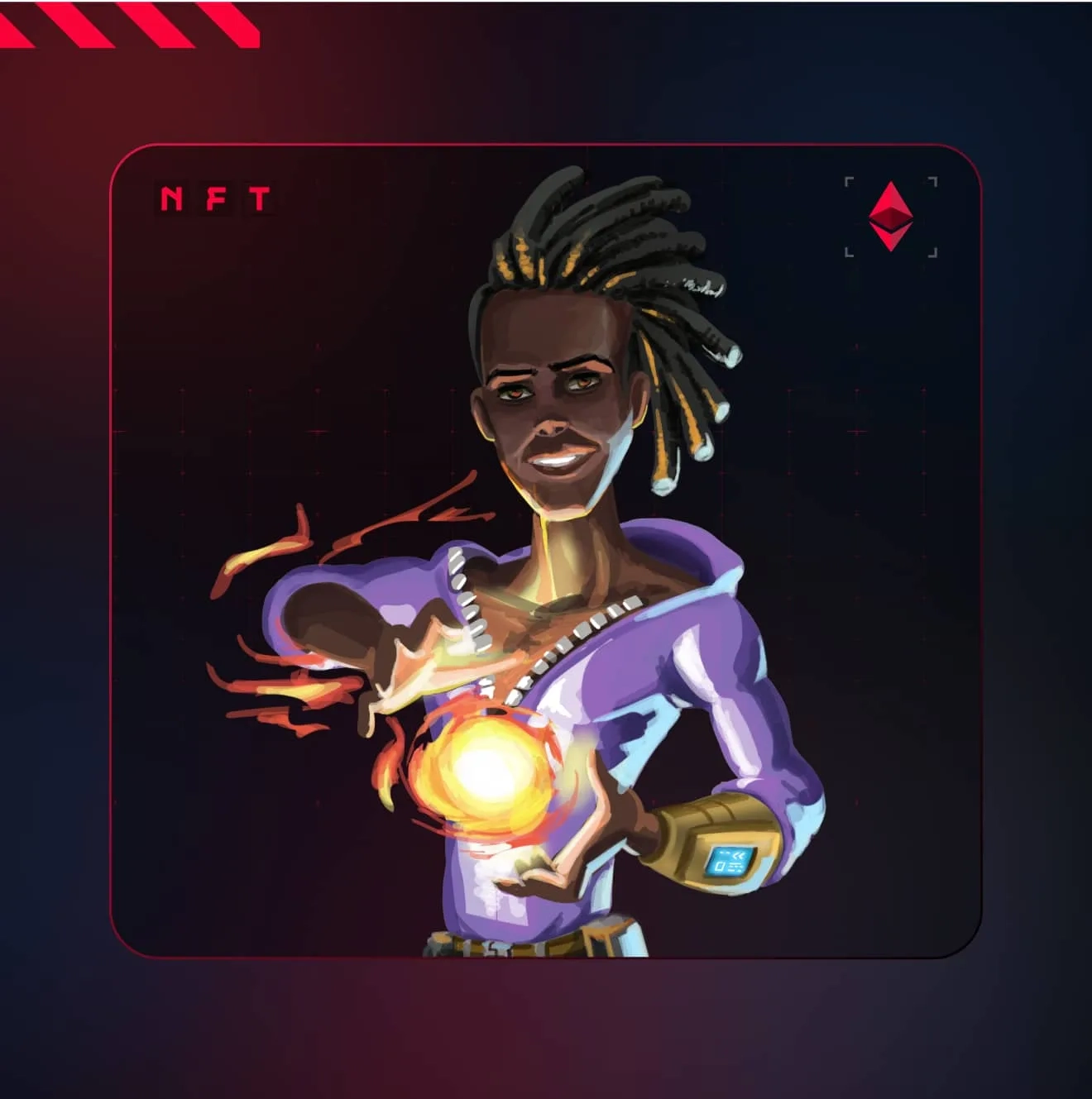 Nitro League NFT character artwork: a character holding a glowing energy orb